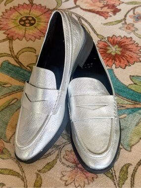 A new day Silver women’s Penny Loafers - Sleek Metallic Dress Loafers